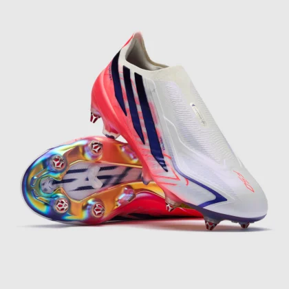 KickNova Velocity Elite Pro FG Football Boots White Crimson Lightweight Laceless Soccer Cleats